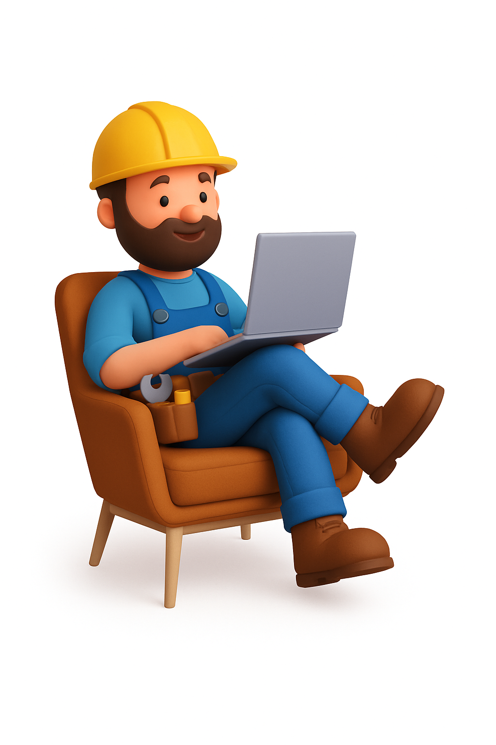 Handyman on laptop